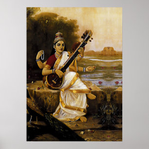 Póster SARASWATI - La divinidad de las artes y los ríos