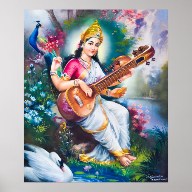Póster Saraswati por M Ramalingam (Frente)