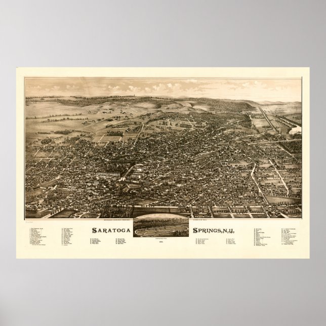 Póster Saratoga Springs, Nueva York (1888) (Frente)