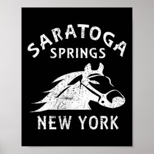 Póster Saratoga Springs Ny Caballo Gráfico Vintage Carrer