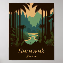 Póster Sarawak Borneo Poster de viajes Minimalistas de co