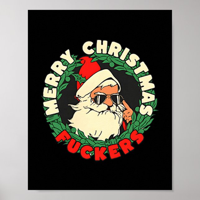 Póster Sarcastic Christmas Merry Xmas Forer Funny Santa H (Frente)