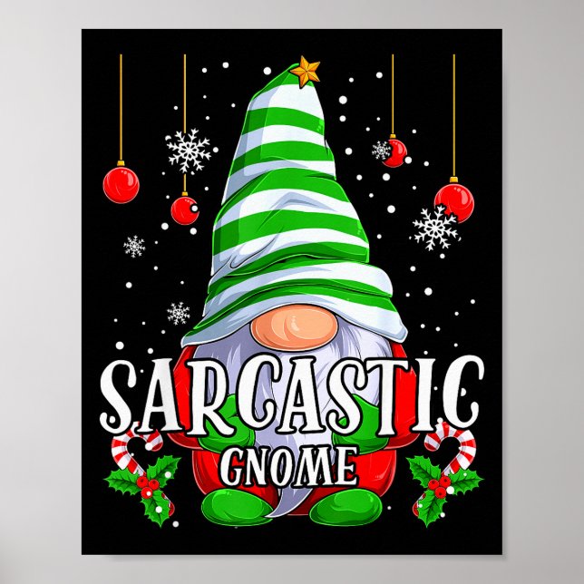 Póster Sarcastic Gnome Christmas Pajamas Matching Family  (Frente)