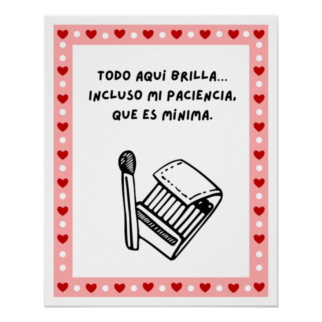 Poster sarcastico caja fosforos humor cute (Anverso)