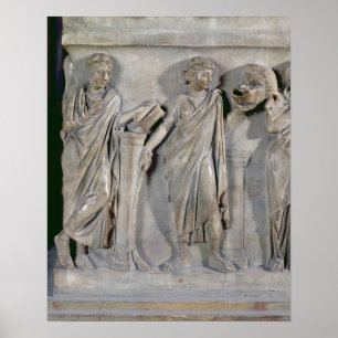 Póster Sarcófago de las musas, detalle de Clio y