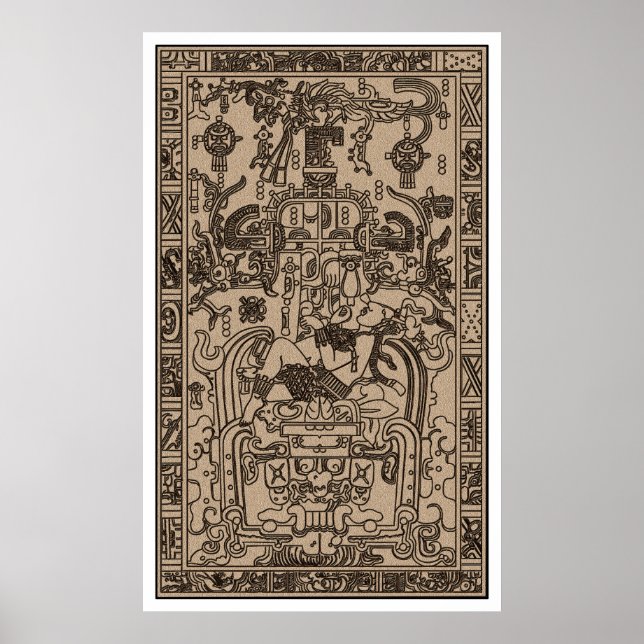 Póster Sarcófago de Pacal - Antigua nave espacial maya (Frente)