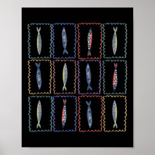 Póster Sardinas Lata Pescado Tomate Chica Verano Costero