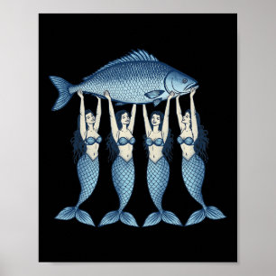 Póster Sardinas Pescado Enlatado Sirena Verano Costero Pe