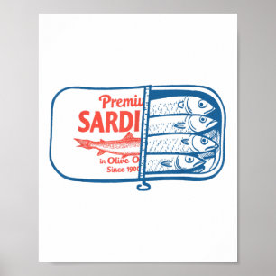 Póster Sardinas Vintage Pescado Sardina Gráfico Para Homb