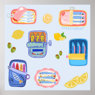 Póster Sardinas y limones