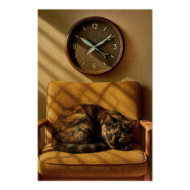 Póster Sardine O’clock Dreamtime – Surreal Cat Art (Anverso)