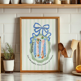 Póster Sardines in a Plate in Blue Bow Kitchen Poster
