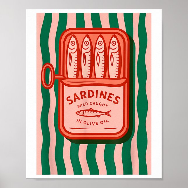 Póster Sardines Tinned Fish Retro Graphic Summer For Men  (Frente)