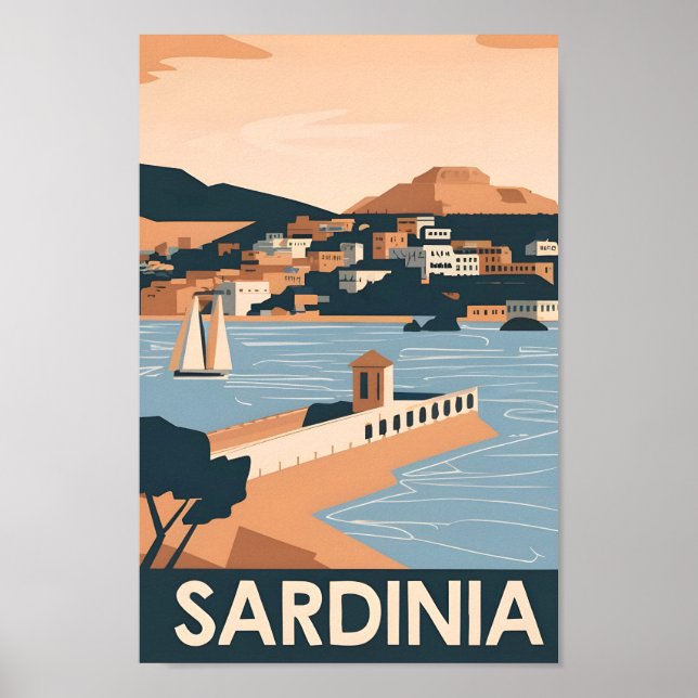 Póster Sardinia Italia Famoso lugar de viaje (Frente)