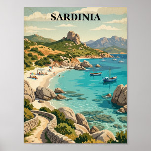 Póster Sardinia Italia Mediterráneo Antiguo