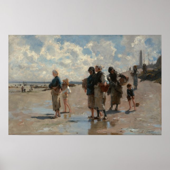 Póster Sargent - Pesca de ostras en Cancale (Frente)