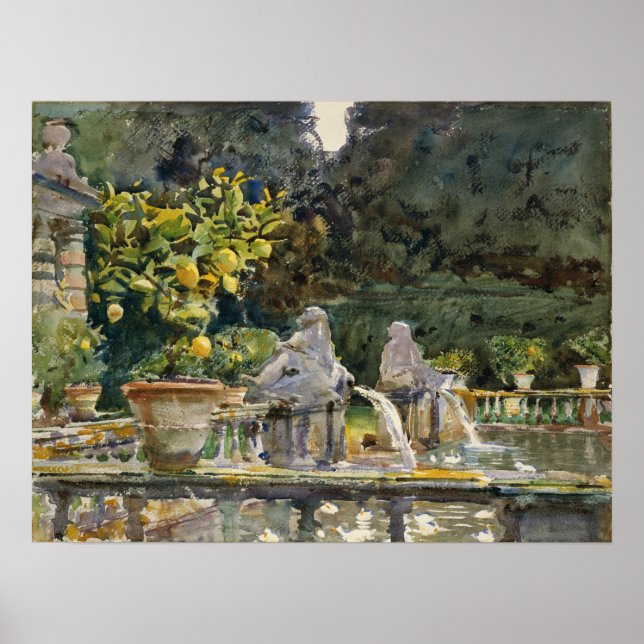 Póster Sargent - Villa Di Marlia Lucca, A Fountain (Frente)