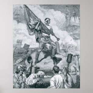 Póster Sargento Jasper en la batalla del fuerte Moultrie