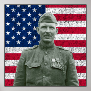 Póster Sargento York y la bandera estadounidense — Fronte