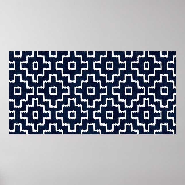 Póster Sashiko indigo tinte indigo sin fisuras con tradic (Frente)
