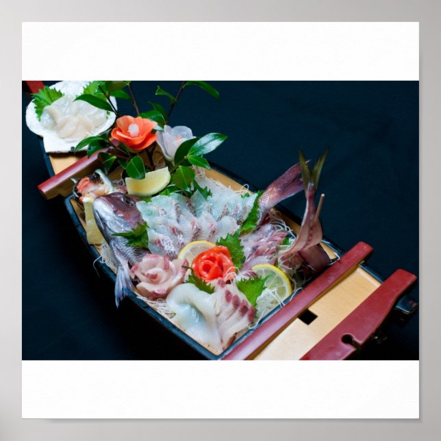 Póster Sashimi en Japón, cocina japonesa (Frente)