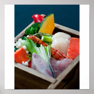 Póster Sashimi en Japón, cocina japonesa