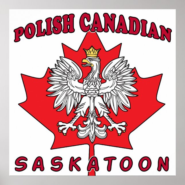 Póster Saskatoon hojas polacas canadienses (Frente)