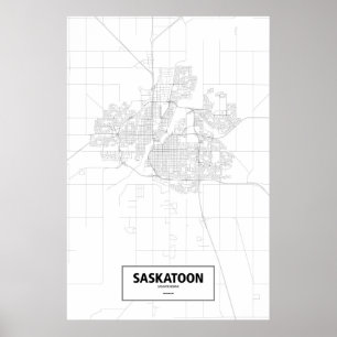 Póster Saskatoon, Saskatchewan (negro sobre blanco)