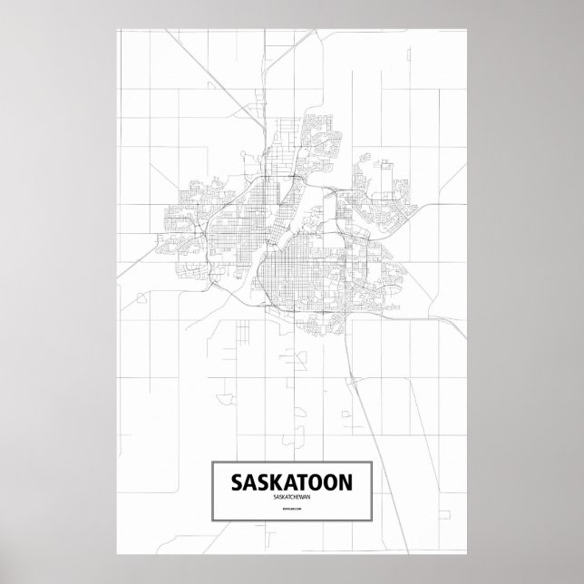 Póster Saskatoon, Saskatchewan (negro sobre blanco) (Frente)