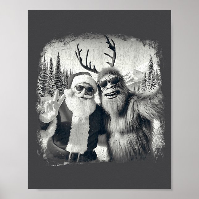 Póster Sasquatch 67 Christmas Tree Funny Santa Bigfoot  (Frente)