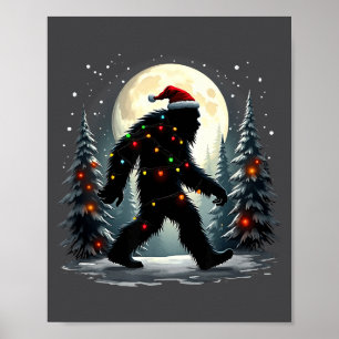 Póster Sasquatch 67 Santa árbol de Navidad Bigfoot divert