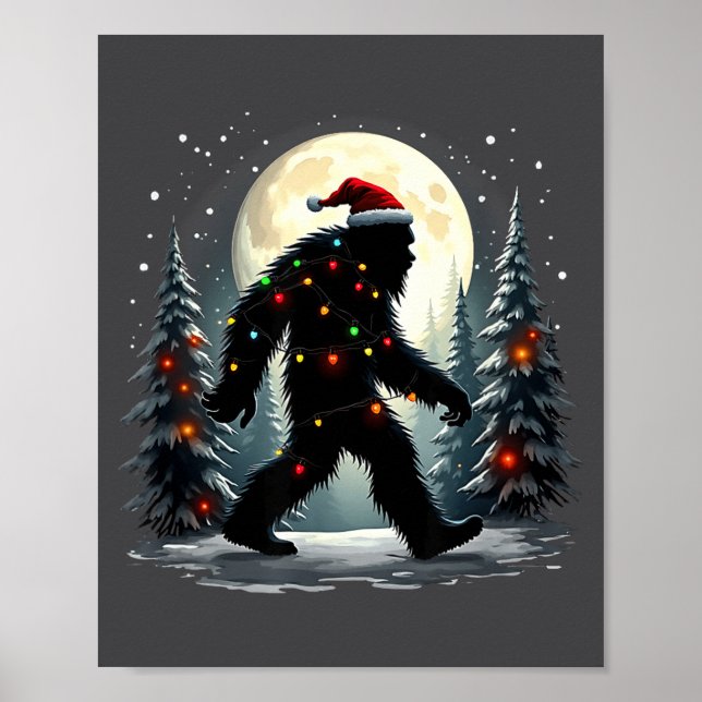 Póster Sasquatch 67 Santa Bigfoot Christmas Tree Funny  (Frente)