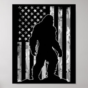 Póster Sasquatch Bandera De Eeuu Patriotic Bigfoot 4 De J