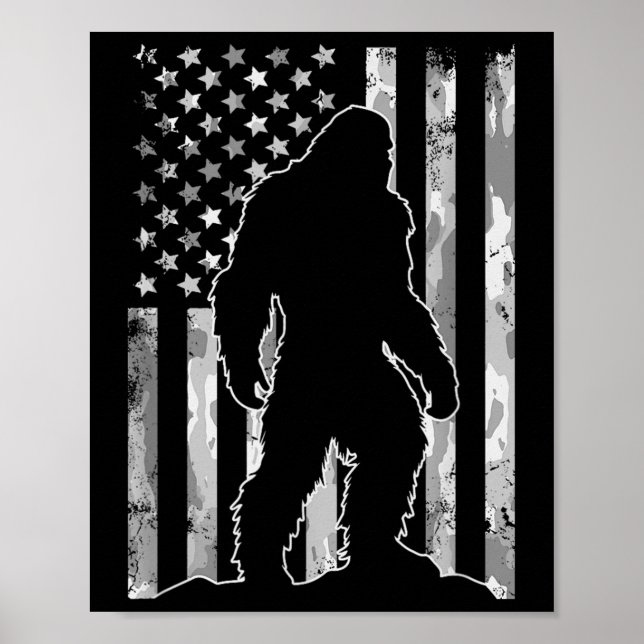 Póster Sasquatch Bandera De Eeuu Patriotic Bigfoot 4 De J (Frente)