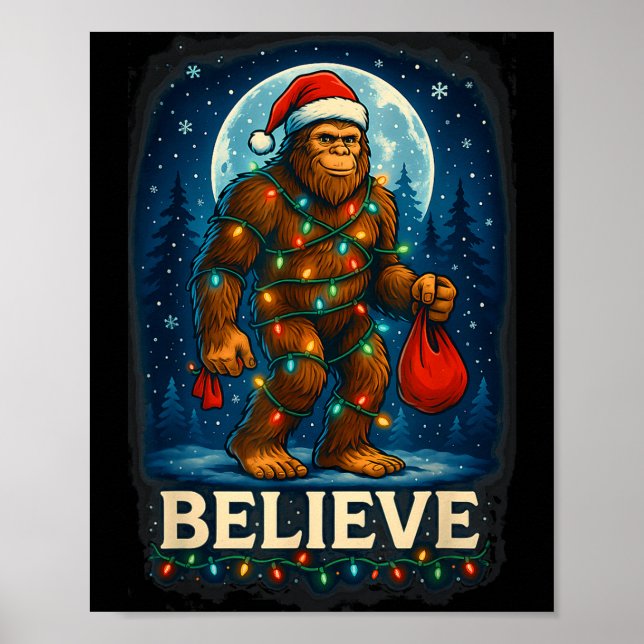 Póster Sasquatch Christmas Lights Holiday Believe  (Frente)