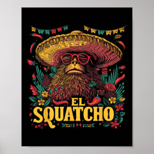Póster Sasquatch de pie de playa - Cinco De Mayo Sombrero