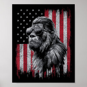 Póster Sasquatch De Pie Grande 4 De Julio Patriótico Indi