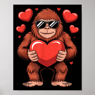 Póster Sasquatch Día de San Valentín - Solteros con Coraz
