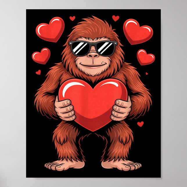 Póster Sasquatch Día de San Valentín - Solteros con Coraz (Frente)