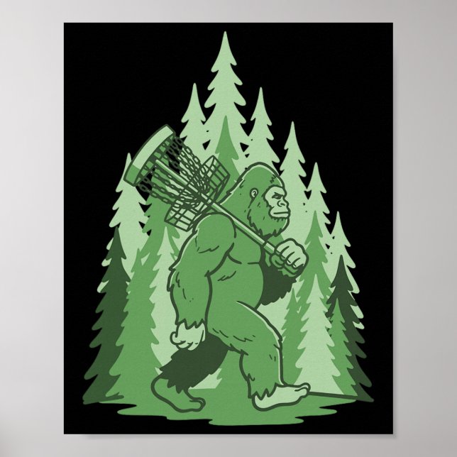 Póster Sasquatch Disc Golf bosque divertido Frisbee diver (Frente)