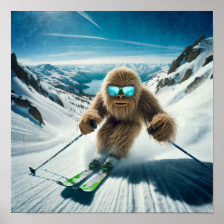 Póster Sasquatch el esquiador