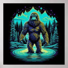 Póster Sasquatch en el Woods Ai Art