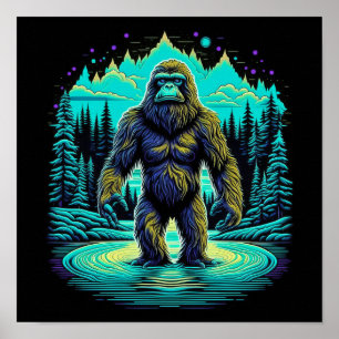 Póster Sasquatch en el Woods Ai Art
