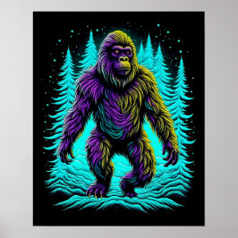 Póster Sasquatch Gran pie en Verde azulado y negro