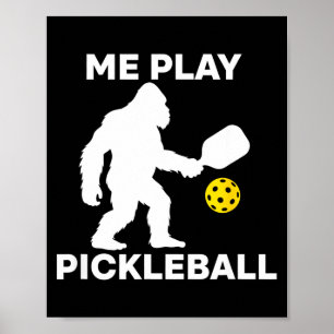 Póster Sasquatch juega pickleball divertido jugador bigfo