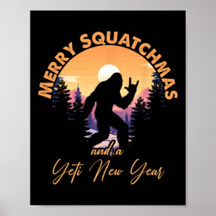 Póster Sasquatch Santa Yeti Merry Squatchmas Bigfoot Chri