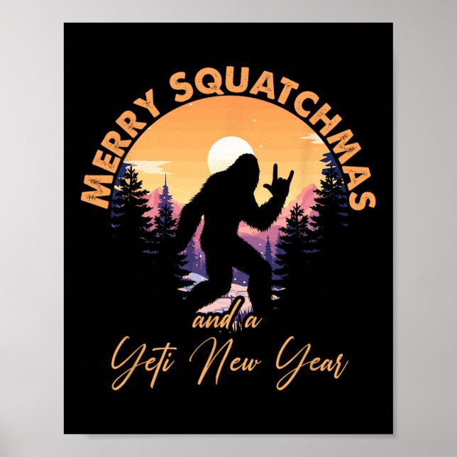Póster Sasquatch Santa Yeti Merry Squatchmas Bigfoot Chri (Frente)