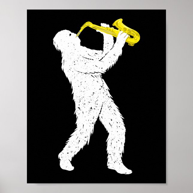 Póster Sasquatch Saxofón Player Saxofonista Jazz Brass (Frente)