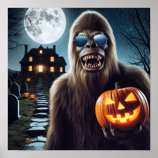 Póster Sasquatch sobre Halloween (Frente)