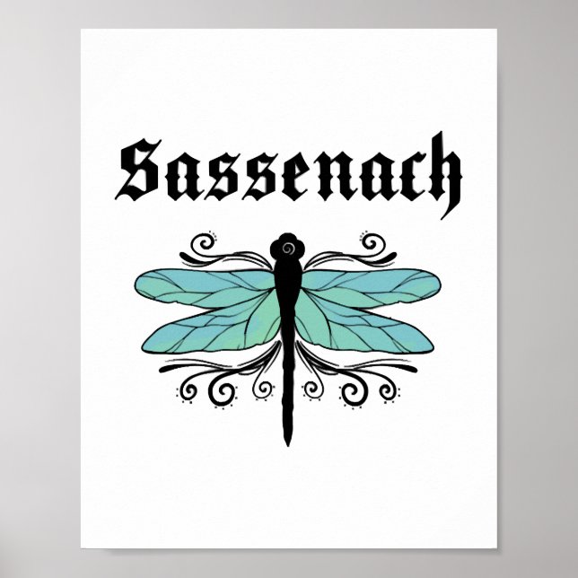 Póster Sassenach Dragonfly Outlander Amber Blue Gift Tee (Frente)